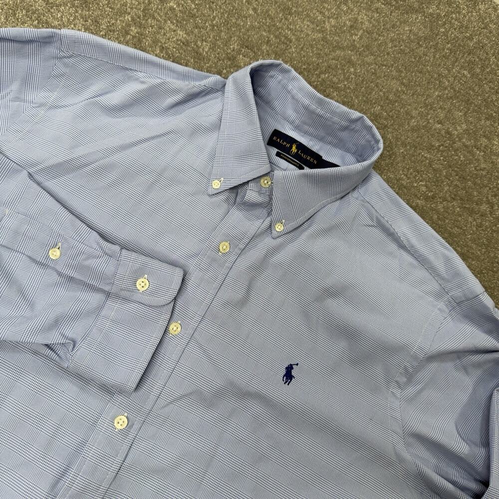 Ralph‎ Lauren Performance XL Blue Stretch Long Sleeve Button Down Dress Shirt